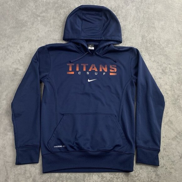 Nike Hoodie Mens Small Cal State Fullerton CSUF Titans Therma-Fit Pullover Blue - Picture 1 of 9
